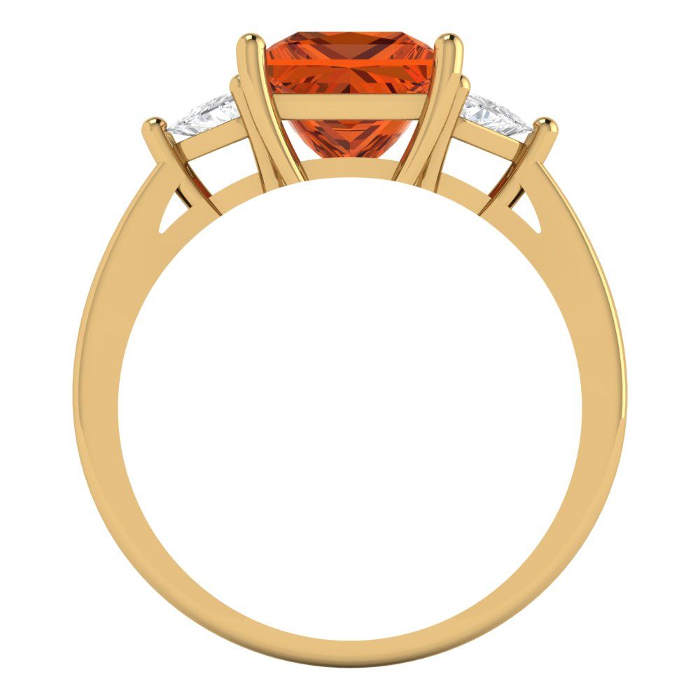 2.32 cttw Zirconia Simulated Red Diamond Three-Stone Engagement Ring - Solid Gold (VVS1, Princess Cut,7.0mm)