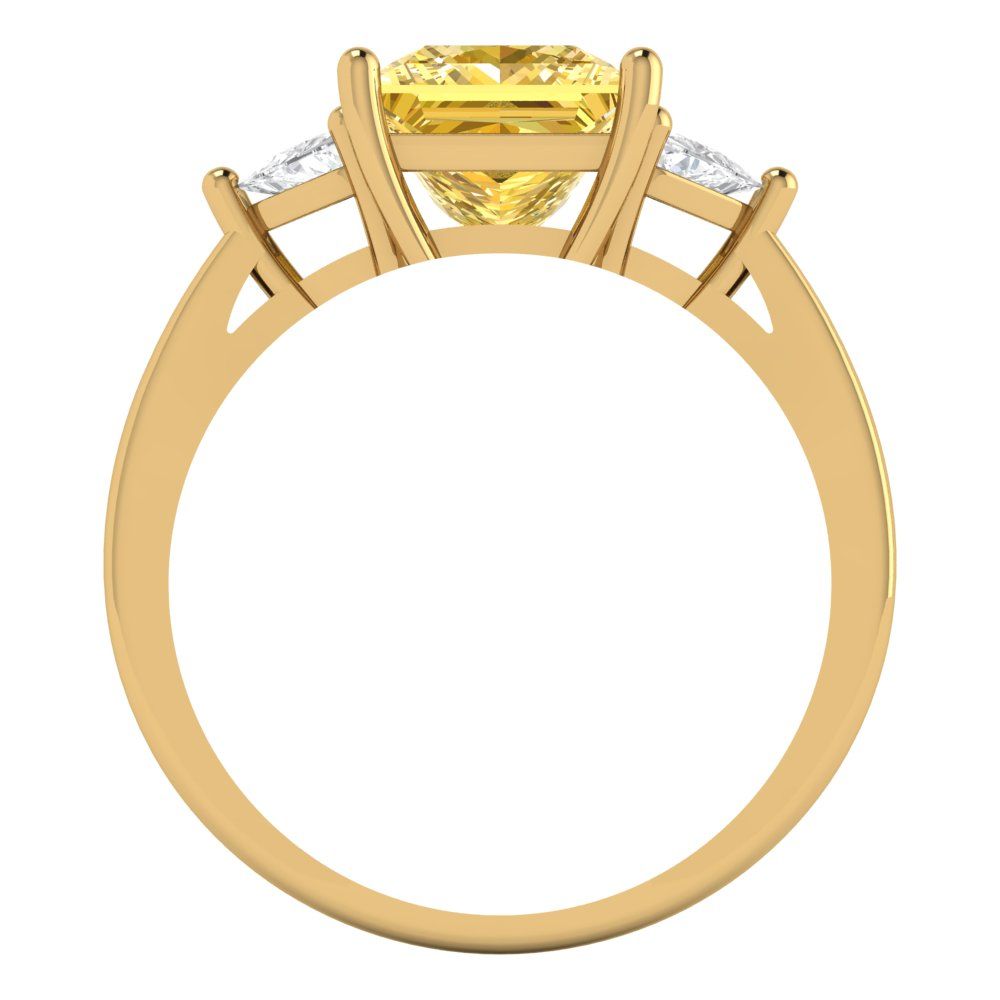 2.32 cttw Natural Citrine Three-Stone Engagement Ring - Solid Gold (Princess Cut,7.0mm)