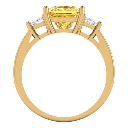 2.32 cttw Natural Citrine Three-Stone Engagement Ring - Solid Gold (Princess Cut,7.0mm)
