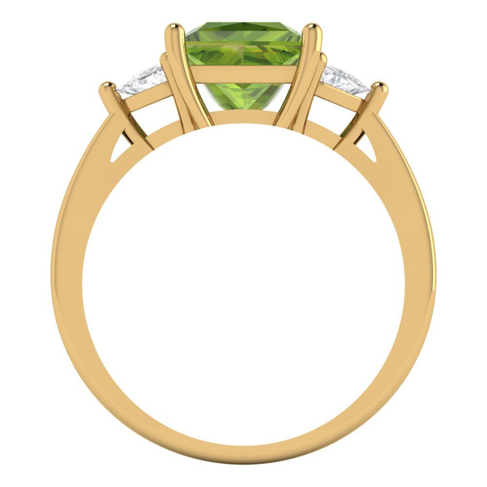 2.32 cttw Natural Peridot Three-Stone Engagement Ring - Solid Gold (Princess Cut,7.0mm)
