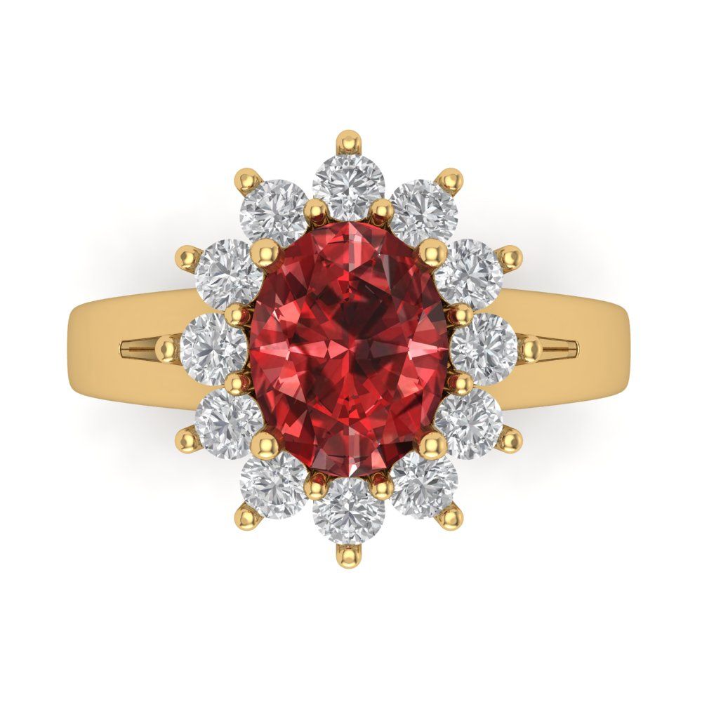 2.72 cttw Natural Garnet Hidden Halo Engagement Ring - Solid Gold (Oval Cut,9x7mm)