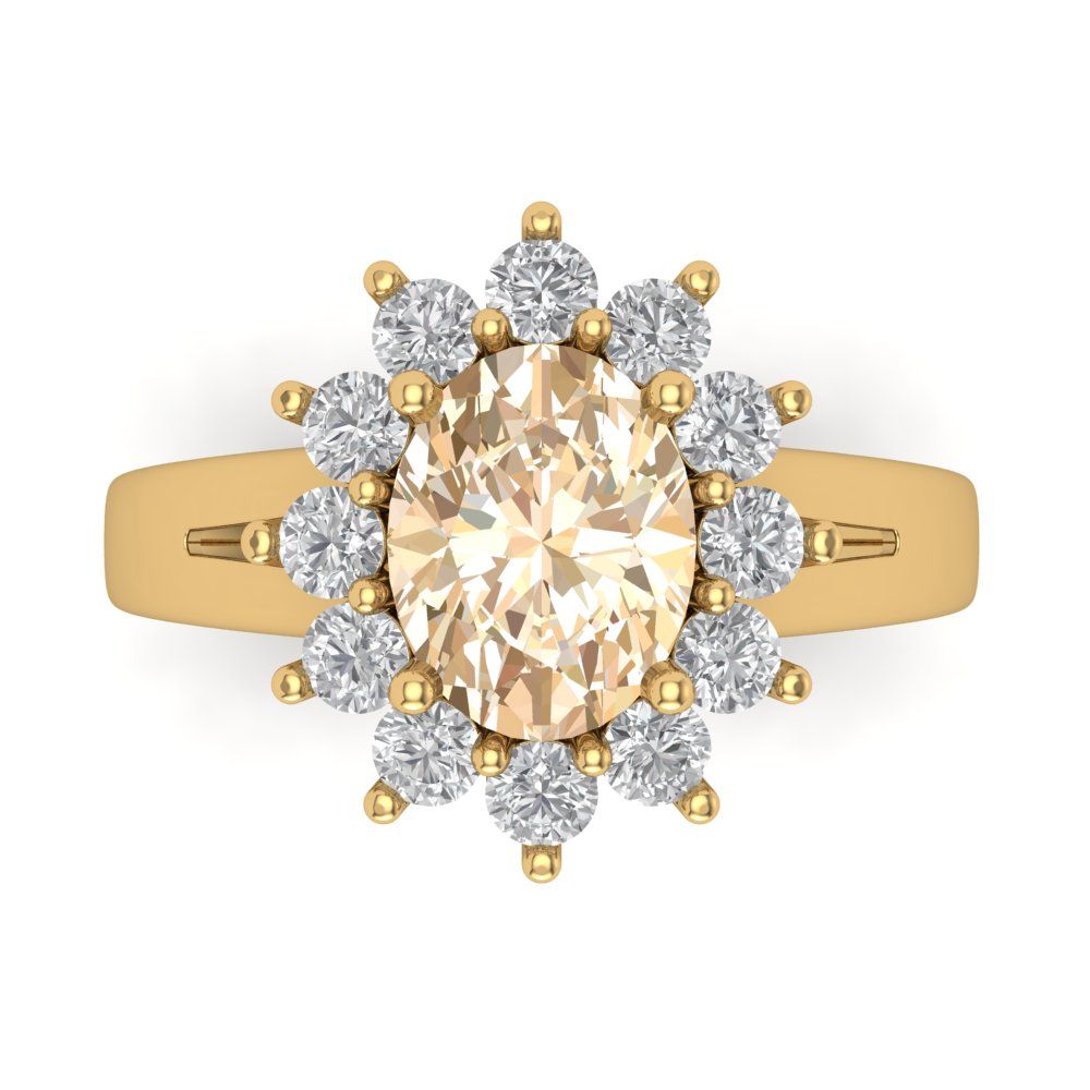 2.72 cttw Natural Morganite Hidden Halo Engagement Ring - Solid Gold (Oval Cut,9x7mm)