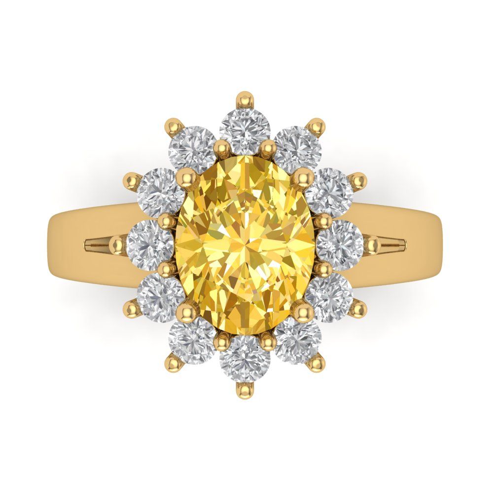2.72 cttw Natural Citrine Hidden Halo Engagement Ring - Solid Gold (Oval Cut,9x7mm)
