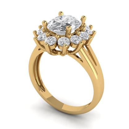 2.72 cttw Certified Moissanite Hidden Halo Engagement Ring - Solid Gold (VVS1, D-F,Oval Cut,9x7mm)