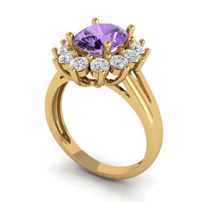 2.72 cttw Simulated Alexandrite Hidden Halo Engagement Ring - Solid Gold (Oval Cut,9x7mm)
