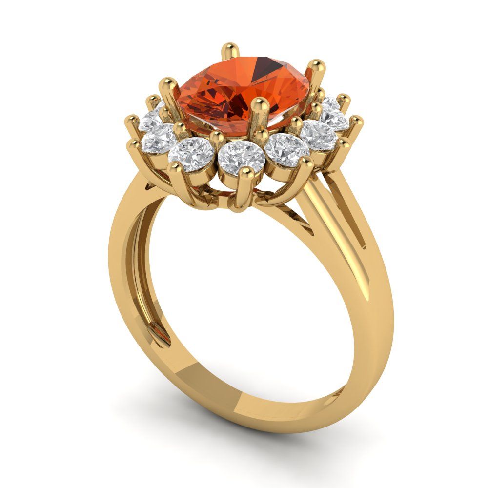 2.72 cttw Zirconia Simulated Red Diamond Hidden Halo Engagement Ring - Solid Gold (VVS1, Oval Cut,9x7mm)