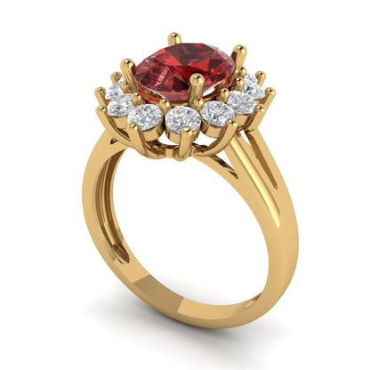 2.72 cttw Natural Garnet Hidden Halo Engagement Ring - Solid Gold (Oval Cut,9x7mm)