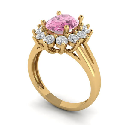 2.72 cttw Zirconia Simulated Pink Diamond Hidden Halo Engagement Ring - Solid Gold (VVS1, Oval Cut,9x7mm)