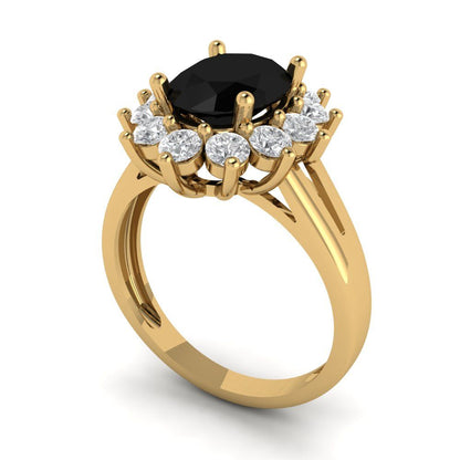 2.72 cttw Natural Onyx Hidden Halo Engagement Ring - Solid Gold (Oval Cut,9x7mm)
