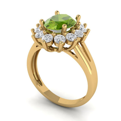 2.72 cttw Natural Peridot Hidden Halo Engagement Ring - Solid Gold (Oval Cut,9x7mm)