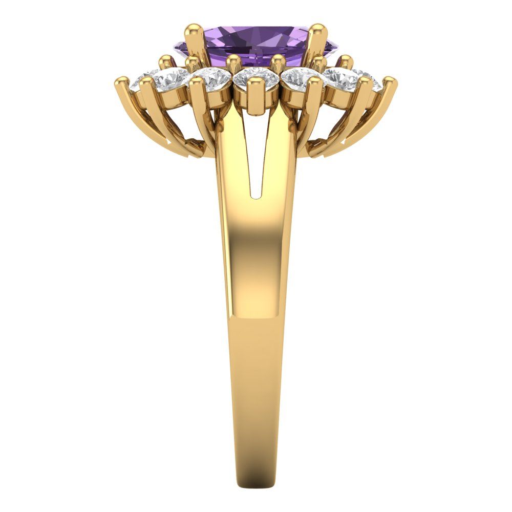 2.72 cttw Simulated Alexandrite Hidden Halo Engagement Ring - Solid Gold (Oval Cut,9x7mm)