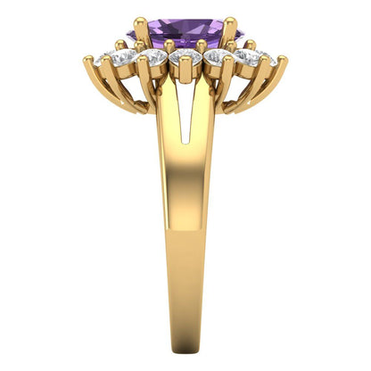 2.72 cttw Simulated Alexandrite Hidden Halo Engagement Ring - Solid Gold (Oval Cut,9x7mm)