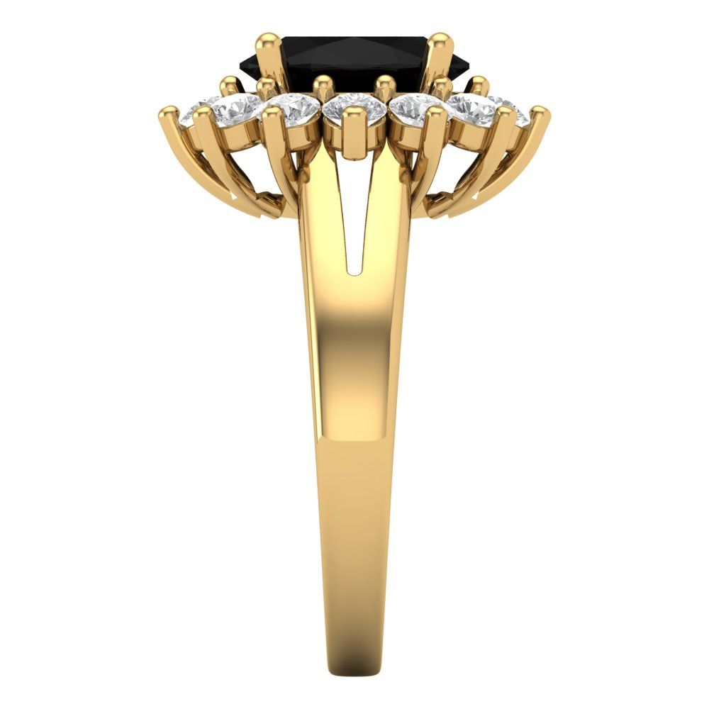 2.72 cttw Natural Onyx Hidden Halo Engagement Ring - Solid Gold (Oval Cut,9x7mm)