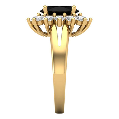 2.72 cttw Natural Onyx Hidden Halo Engagement Ring - Solid Gold (Oval Cut,9x7mm)