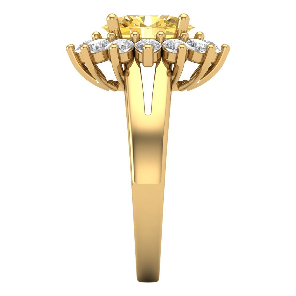 2.72 cttw Natural Citrine Hidden Halo Engagement Ring - Solid Gold (Oval Cut,9x7mm)