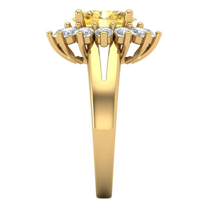 2.72 cttw Natural Citrine Hidden Halo Engagement Ring - Solid Gold (Oval Cut,9x7mm)