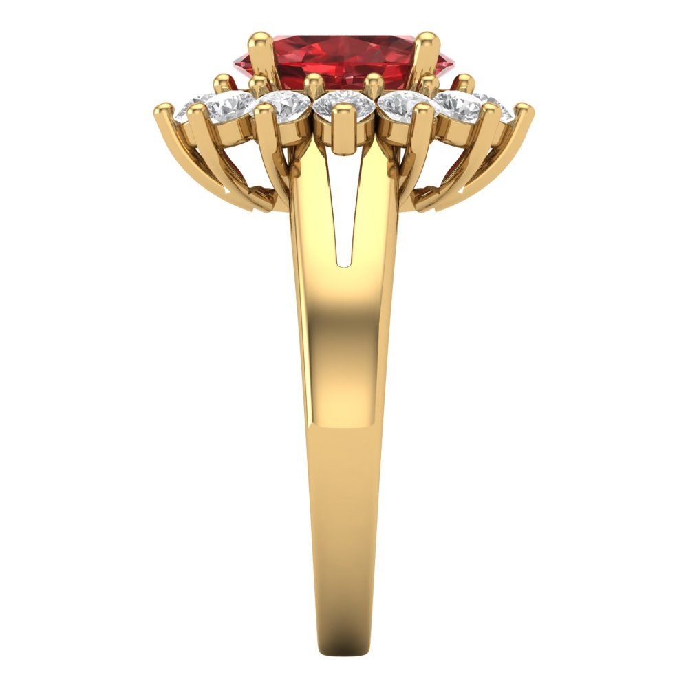 2.72 cttw Natural Garnet Hidden Halo Engagement Ring - Solid Gold (Oval Cut,9x7mm)