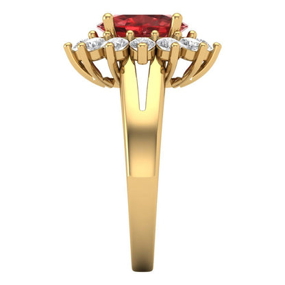 2.72 cttw Natural Garnet Hidden Halo Engagement Ring - Solid Gold (Oval Cut,9x7mm)