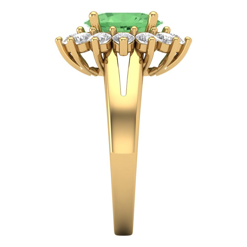 2.72 cttw Zirconia Simulated Green Diamond Hidden Halo Engagement Ring - Solid Gold (VVS1, Oval Cut,9x7mm)