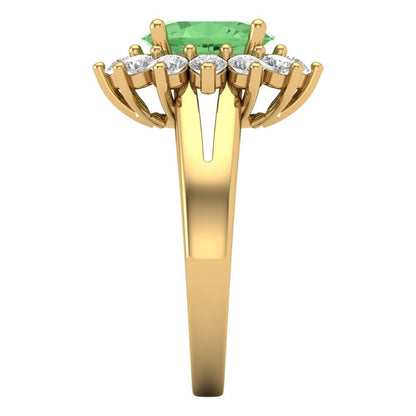 2.72 cttw Zirconia Simulated Green Diamond Hidden Halo Engagement Ring - Solid Gold (VVS1, Oval Cut,9x7mm)
