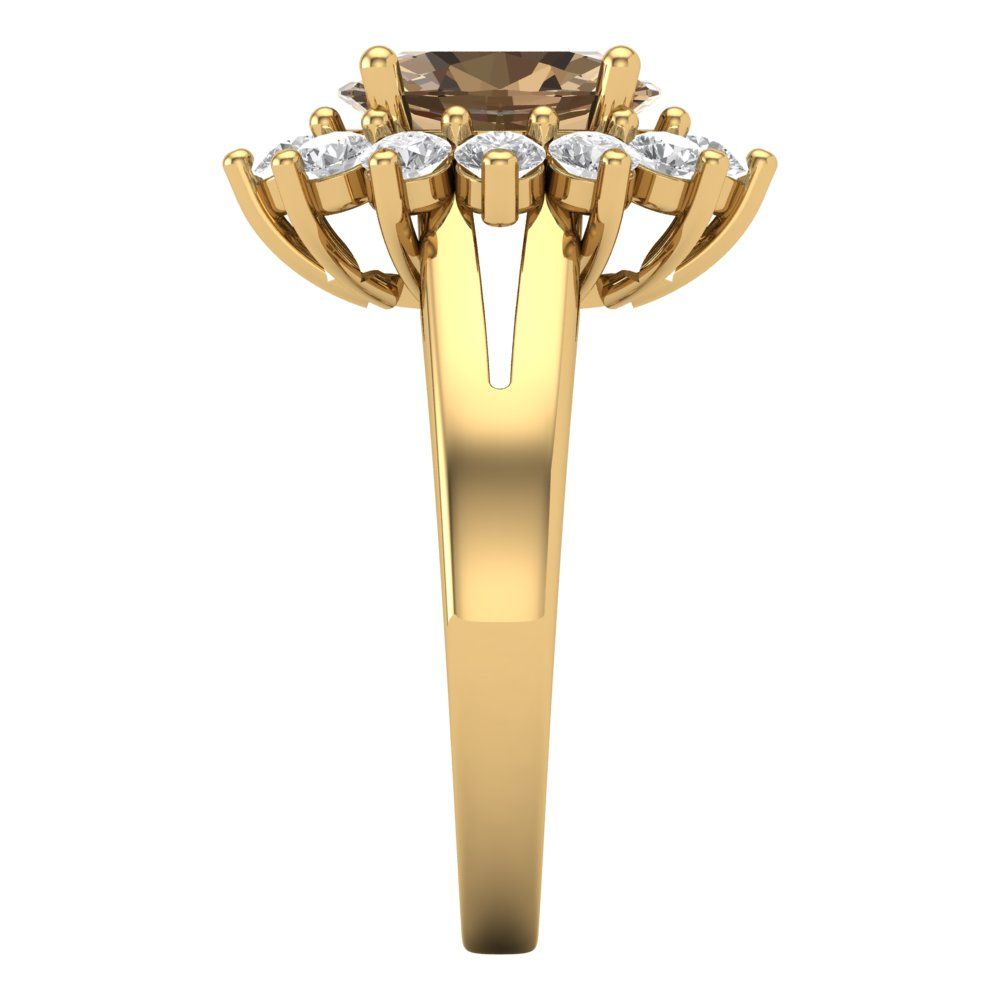 2.72 cttw Zirconia Simulated Champagne Diamond Hidden Halo Engagement Ring - Solid Gold (VVS1, Oval Cut,9x7mm)