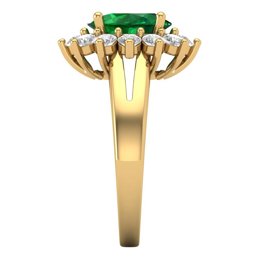 2.72 cttw Simulated Emerald Hidden Halo Engagement Ring - Solid Gold (Oval Cut,9x7mm)