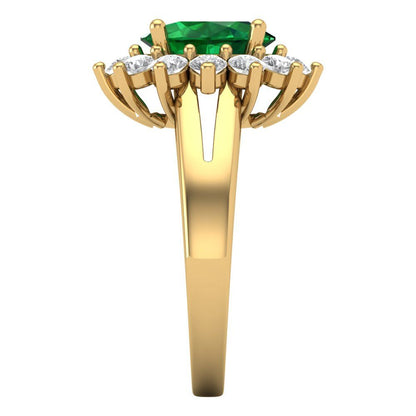 2.72 cttw Simulated Emerald Hidden Halo Engagement Ring - Solid Gold (Oval Cut,9x7mm)
