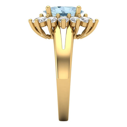 2.72 cttw Natural Sky Blue Topaz Hidden Halo Engagement Ring - Solid Gold (Oval Cut,9x7mm)