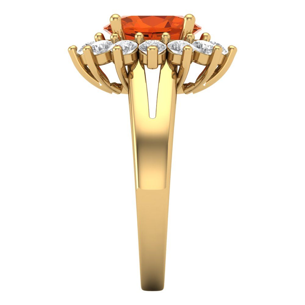 2.72 cttw Zirconia Simulated Red Diamond Hidden Halo Engagement Ring - Solid Gold (VVS1, Oval Cut,9x7mm)