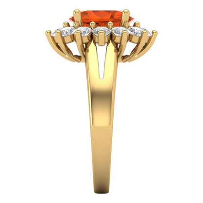 2.72 cttw Zirconia Simulated Red Diamond Hidden Halo Engagement Ring - Solid Gold (VVS1, Oval Cut,9x7mm)