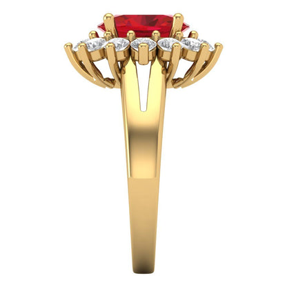 2.72 cttw Simulated Pink Tourmaline Hidden Halo Engagement Ring - Solid Gold (Oval Cut,9x7mm)