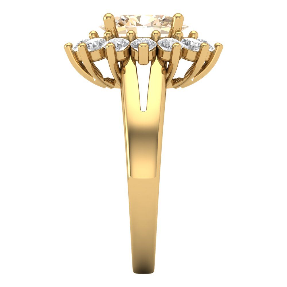 2.72 cttw Natural Morganite Hidden Halo Engagement Ring - Solid Gold (Oval Cut,9x7mm)