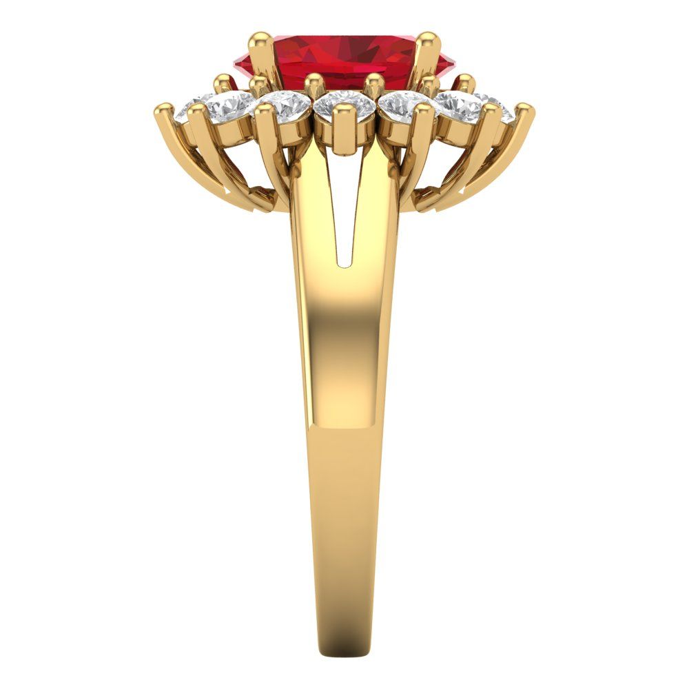 2.72 cttw Simulated Ruby Hidden Halo Engagement Ring - Solid Gold (Oval Cut,9x7mm)