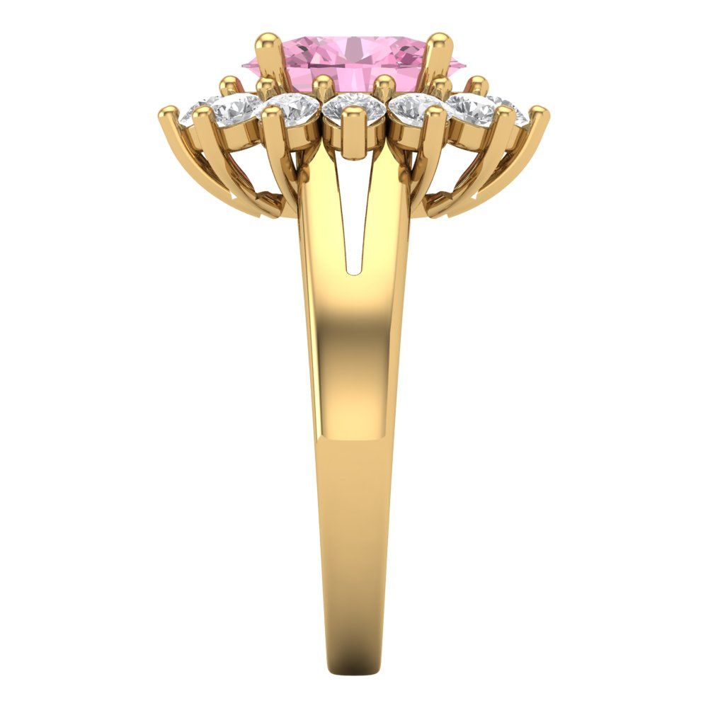 2.72 cttw Zirconia Simulated Pink Diamond Hidden Halo Engagement Ring - Solid Gold (VVS1, Oval Cut,9x7mm)