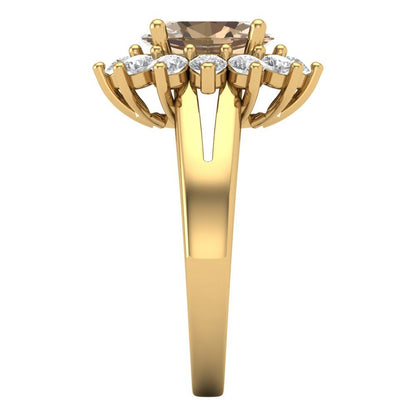 2.72 cttw Yellow Moissanite Hidden Halo Engagement Ring - Solid Gold (Oval Cut,9x7mm)