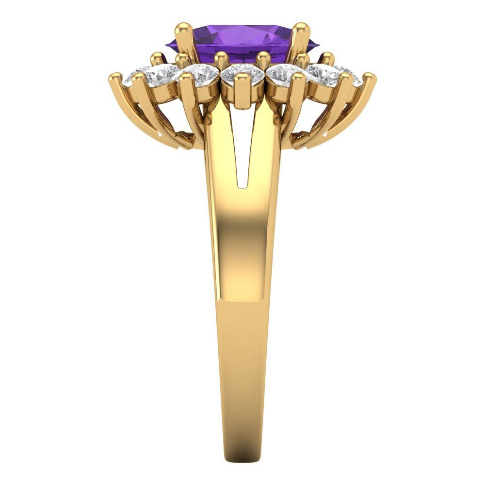 2.72 cttw Natural Amethyst Hidden Halo Engagement Ring - Solid Gold (Oval Cut,9x7mm)