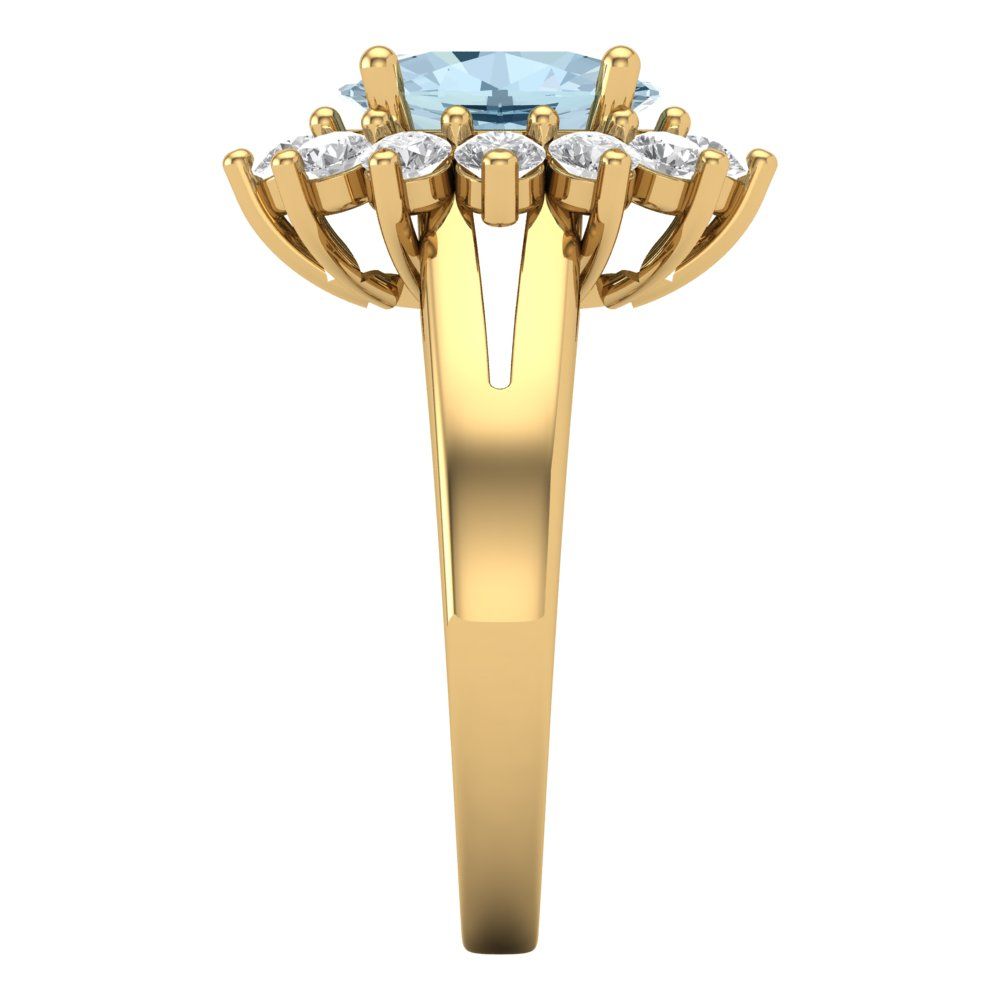 2.72 cttw Natural Swiss Blue Topaz Hidden Halo Engagement Ring - Solid Gold (Oval Cut,9x7mm)