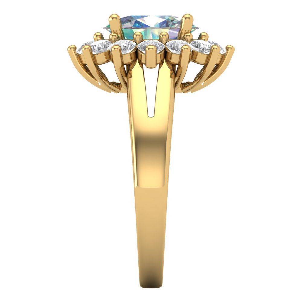 2.72 cttw Blue Moissanite Hidden Halo Engagement Ring - Solid Gold (Oval Cut,9x7mm)