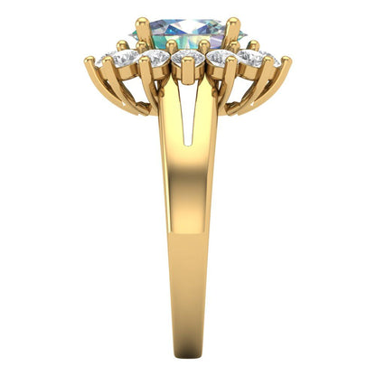 2.72 cttw Blue Moissanite Hidden Halo Engagement Ring - Solid Gold (Oval Cut,9x7mm)