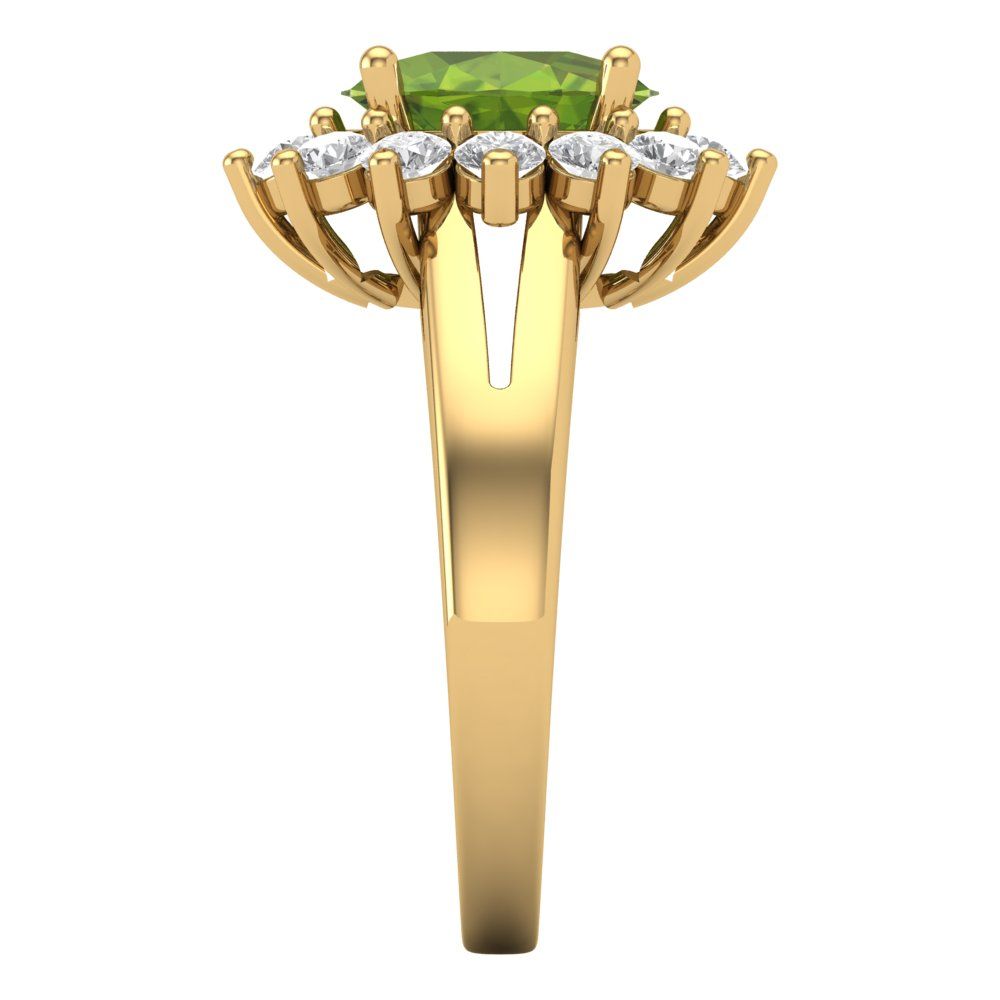 2.72 cttw Natural Peridot Hidden Halo Engagement Ring - Solid Gold (Oval Cut,9x7mm)