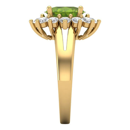 2.72 cttw Natural Peridot Hidden Halo Engagement Ring - Solid Gold (Oval Cut,9x7mm)
