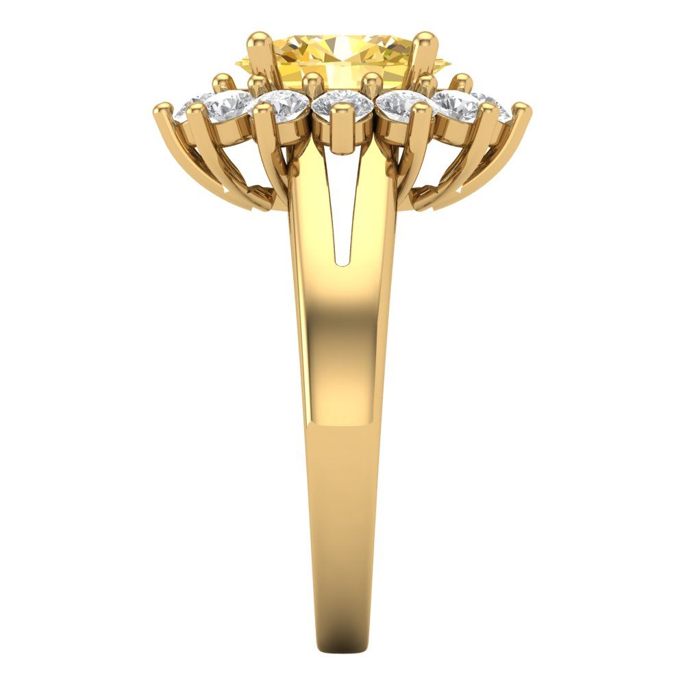 2.72 cttw Zirconia Simulated Yellow Diamond Hidden Halo Engagement Ring - Solid Gold (VVS1, Oval Cut,9x7mm)