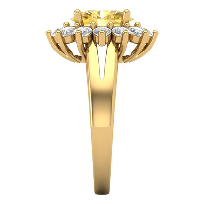 2.72 cttw Zirconia Simulated Yellow Diamond Hidden Halo Engagement Ring - Solid Gold (VVS1, Oval Cut,9x7mm)