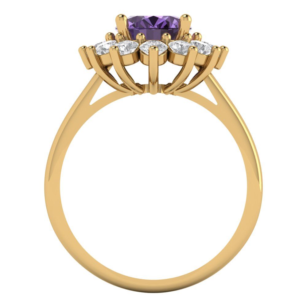 2.72 cttw Simulated Alexandrite Hidden Halo Engagement Ring - Solid Gold (Oval Cut,9x7mm)