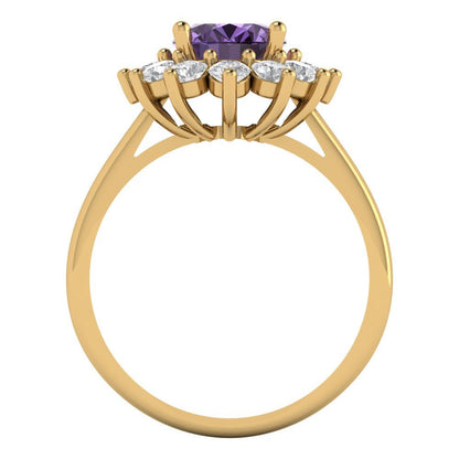 2.72 cttw Simulated Alexandrite Hidden Halo Engagement Ring - Solid Gold (Oval Cut,9x7mm)