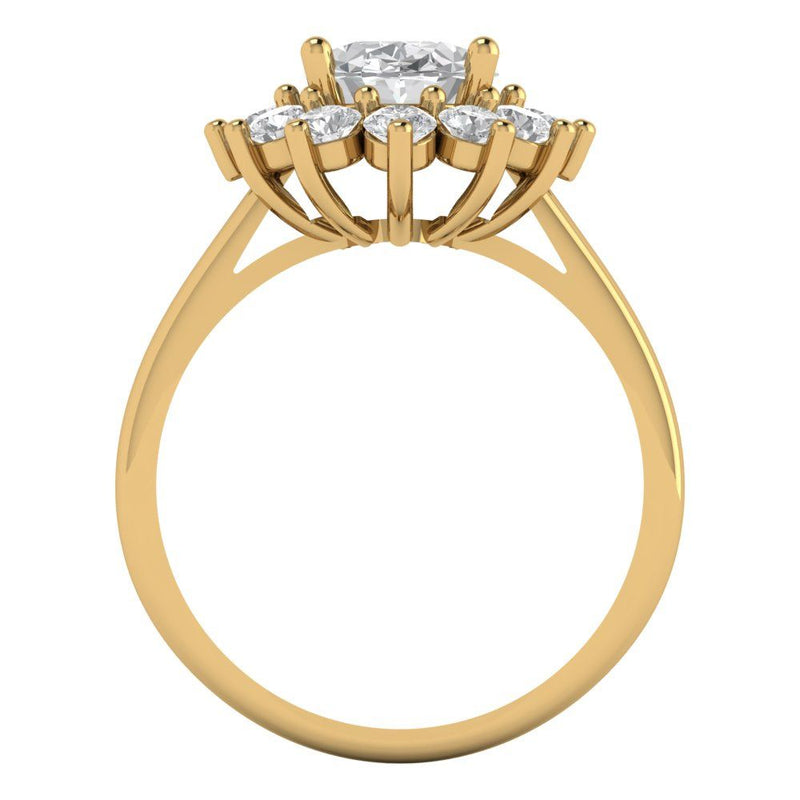 2.36 ct Brilliant Oval Cut Natural Diamond Stone Clarity SI1-2 Color G-H Yellow Gold Halo Solitaire with Accents Ring