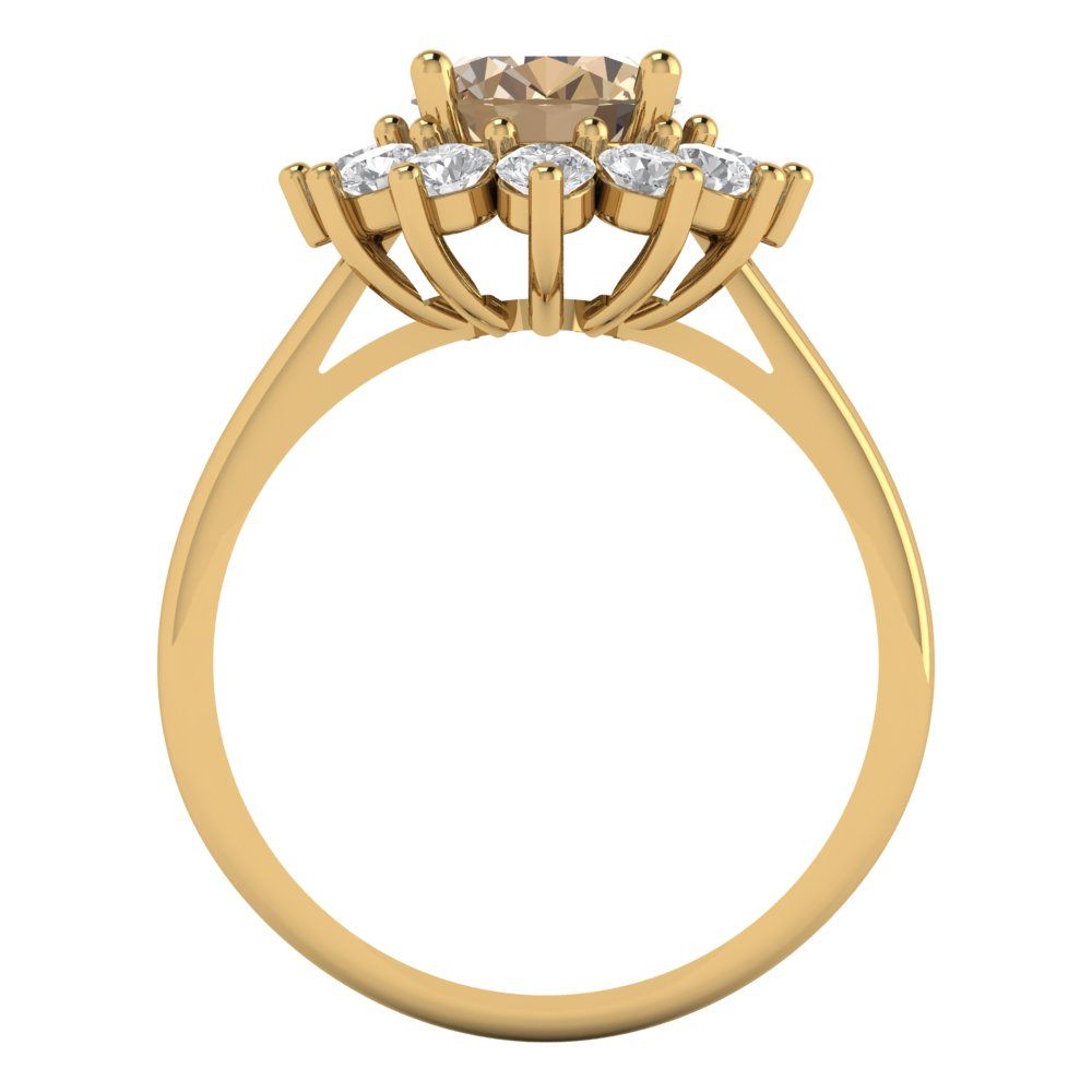 2.72 cttw Yellow Moissanite Hidden Halo Engagement Ring - Solid Gold (Oval Cut,9x7mm)