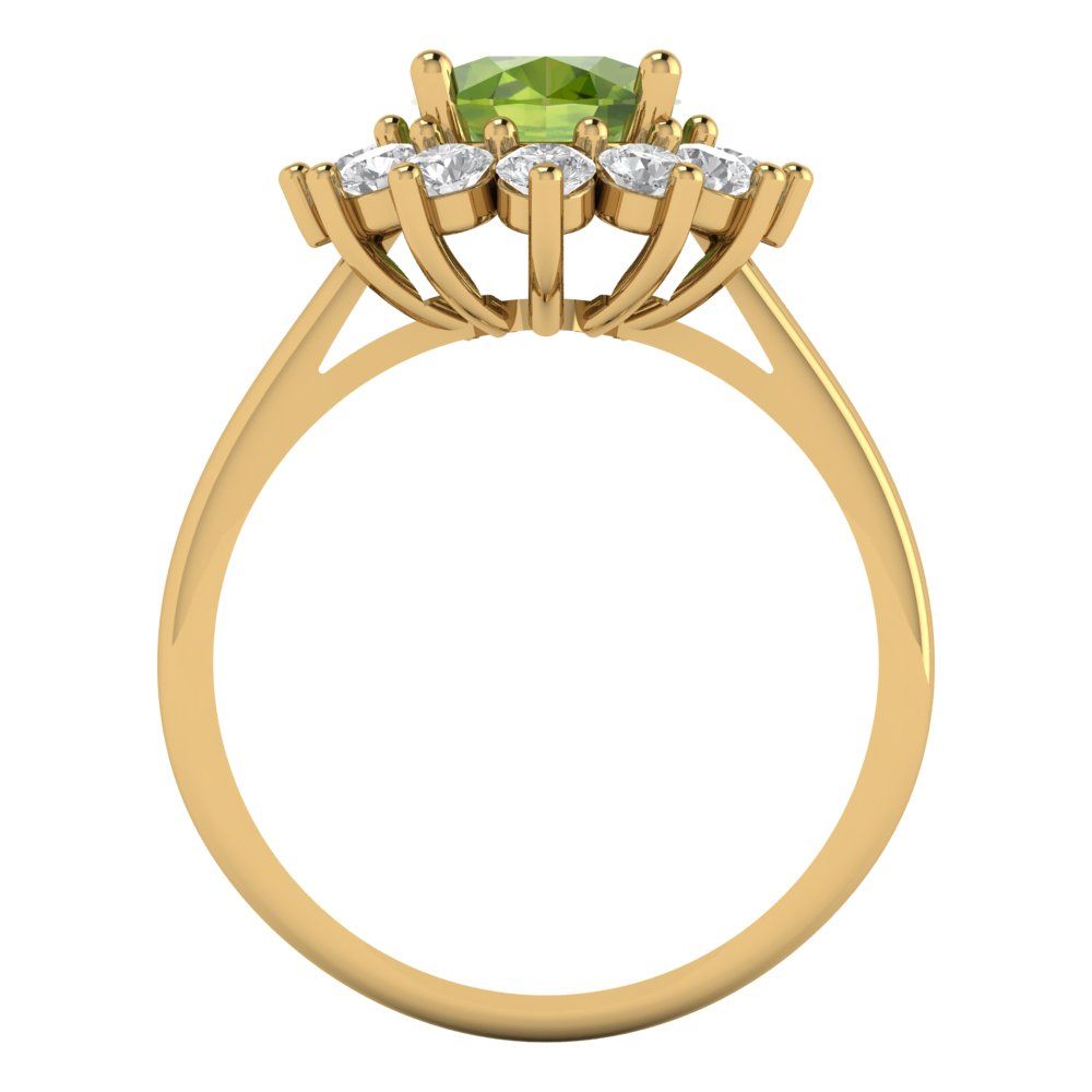 2.72 cttw Natural Peridot Hidden Halo Engagement Ring - Solid Gold (Oval Cut,9x7mm)