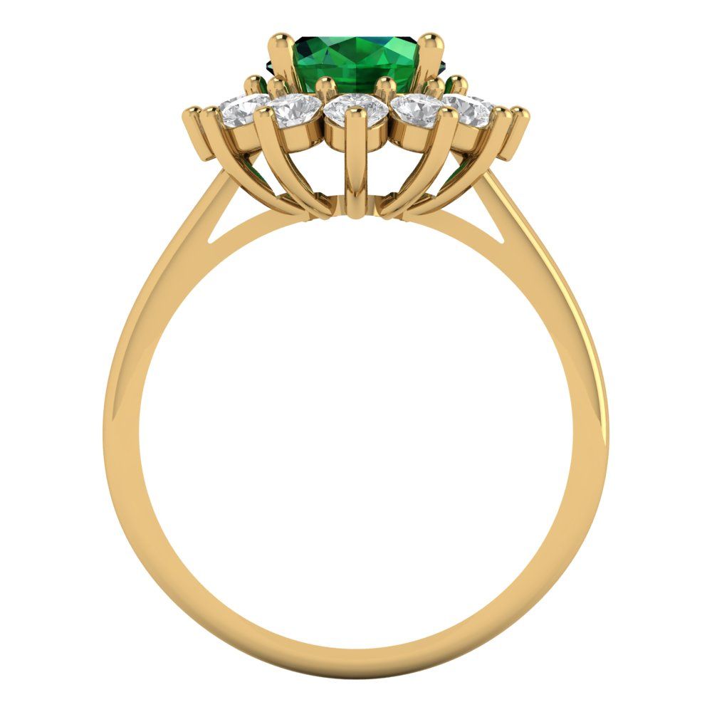 2.72 cttw Simulated Emerald Hidden Halo Engagement Ring - Solid Gold (Oval Cut,9x7mm)