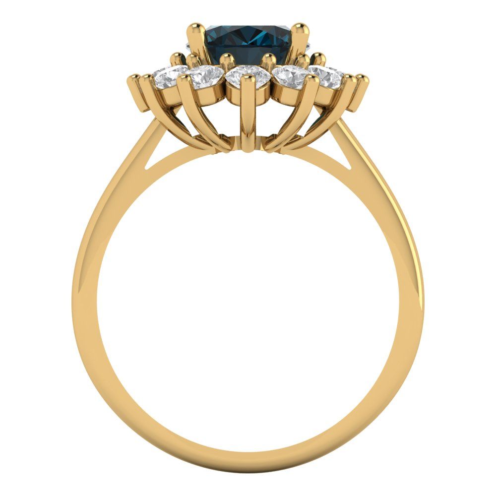 2.72 cttw Natural London Blue Topaz Hidden Halo Engagement Ring - Solid Gold (Oval Cut,9x7mm)